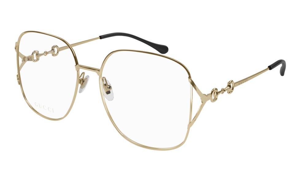 Occhiali da vista Gucci Logo GG1019O-001 colore gold forma rettangolare lenti transparent