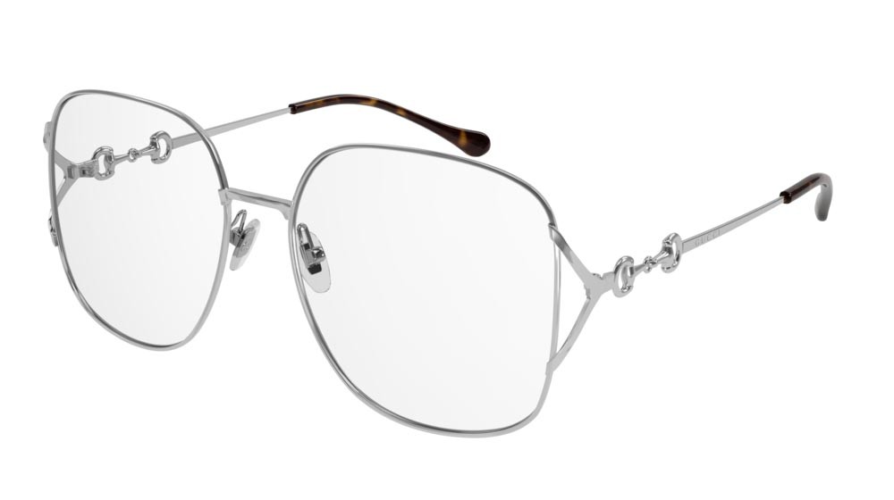 Occhiali da vista Gucci Logo GG1019O-002 colore silver forma rettangolare lenti transparent