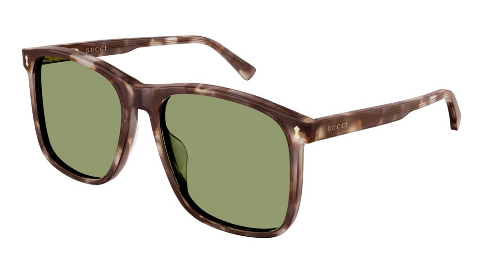 Occhiali da sole Gucci Logo GG1041S-004 colore havana forma rettangolare lenti green