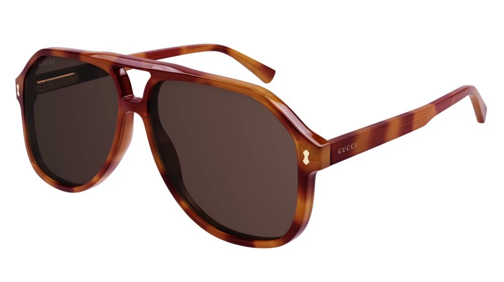 Sunglasses Gucci Logo GG1042S-002 color havana shape aviator lenses brown