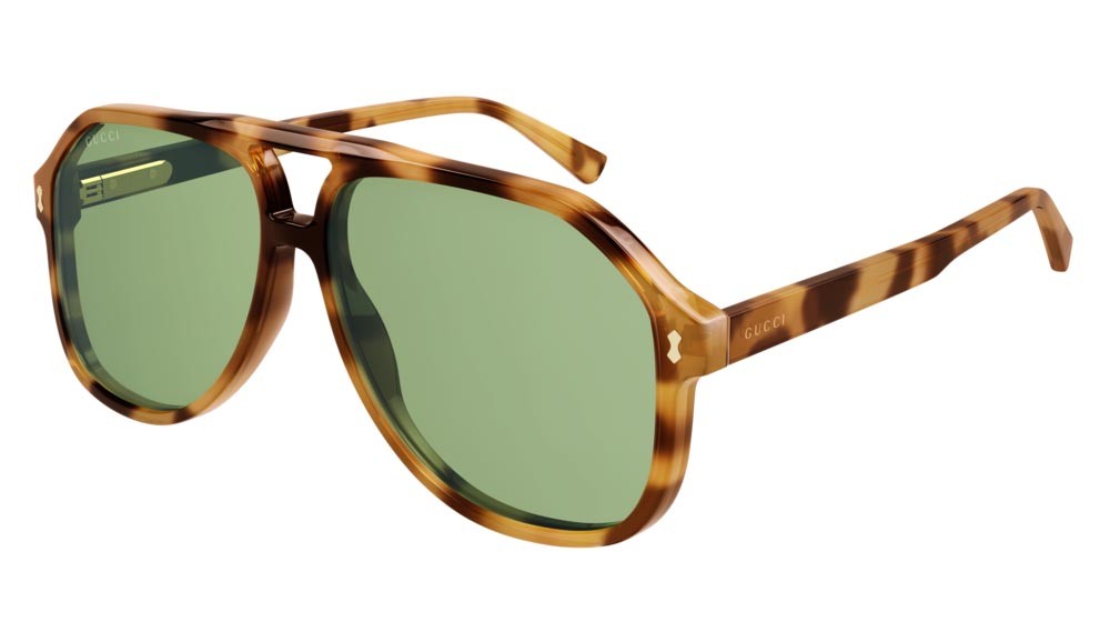 Sonnenbrillen Gucci Logo GG1042S-004 farbe havana form aviator gläser green