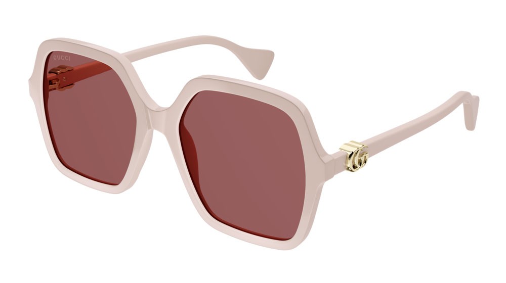 Sonnenbrillen Gucci Logo GG1072S-004 farbe ivory form rechteckig gläser brown