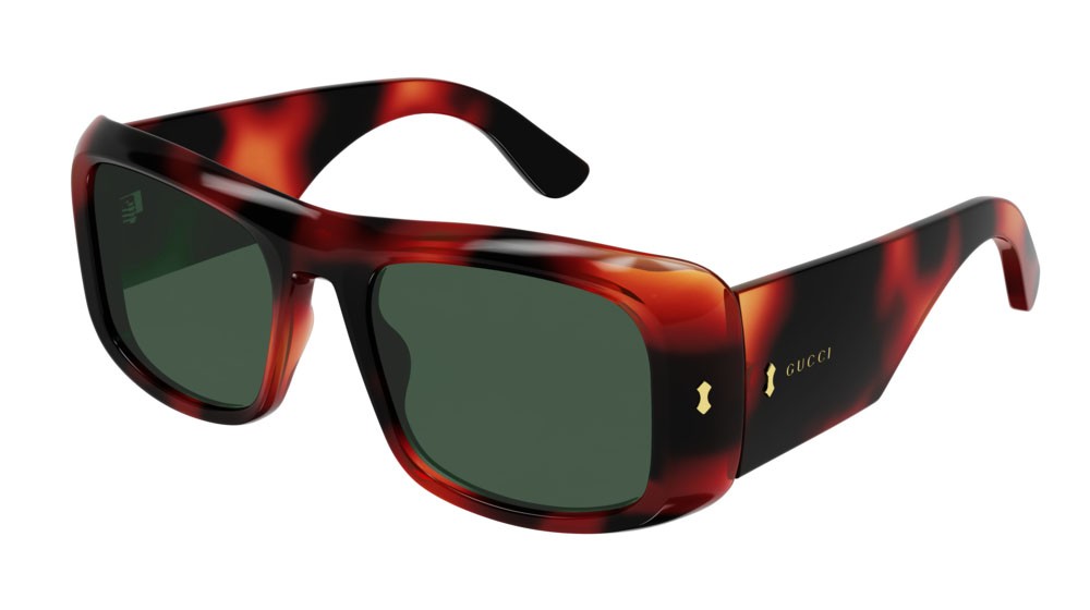 Occhiali da sole Gucci Logo GG1080S-003 colore havana forma rettangolare lenti green