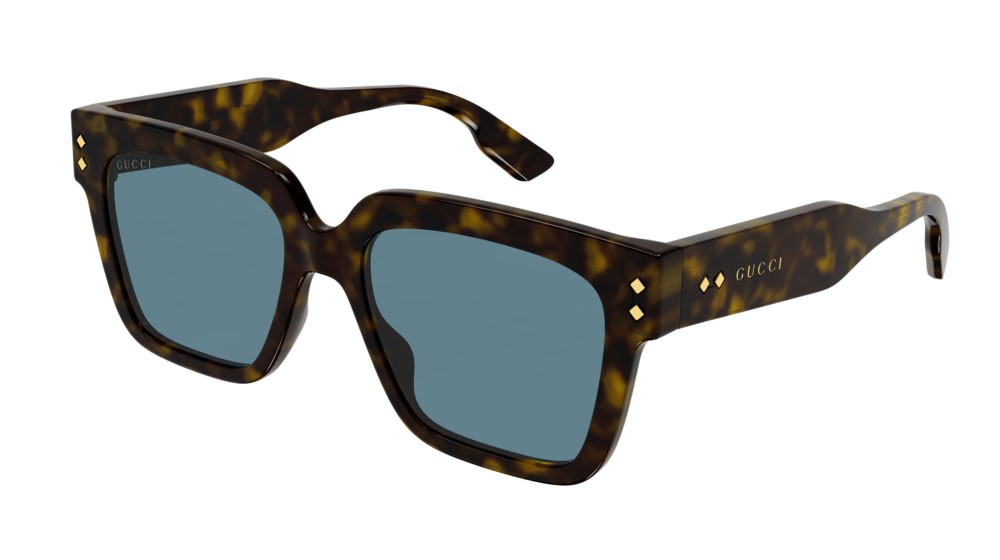 Occhiali da sole Gucci Logo GG1084S-002 colore havana forma rettangolare lenti light blue