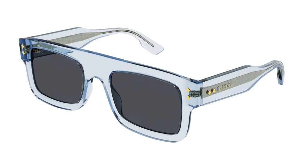 Occhiali da sole Gucci Logo GG1085S-004 colore light-blue forma rettangolare lenti grey