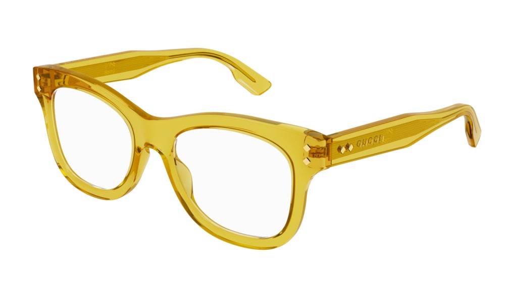 Occhiali da vista Gucci Logo GG1086O-002 colore yellow forma rettangolare lenti transparent