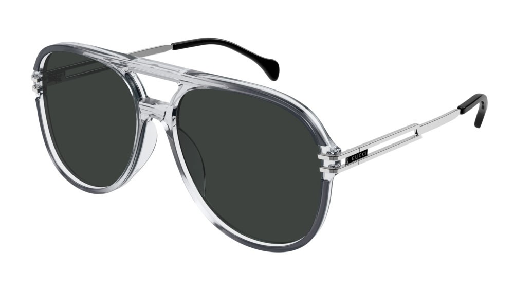Occhiali da sole Gucci Logo GG1104S-001 colore silver forma aviator lenti grey