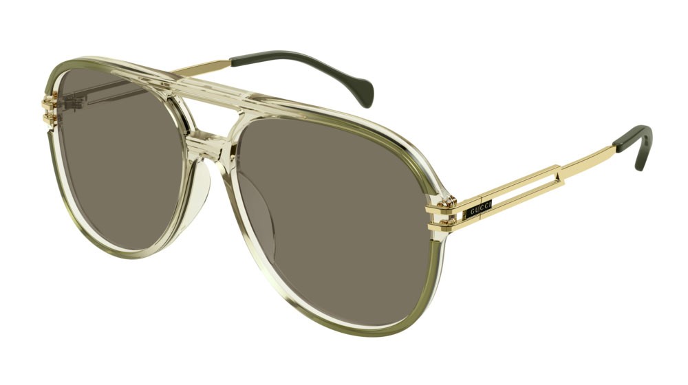 Occhiali da sole Gucci Logo GG1104S-003 colore gold forma aviator lenti brown