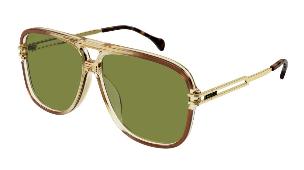 Occhiali da sole Gucci Logo GG1105S-003 colore gold forma aviator lenti green
