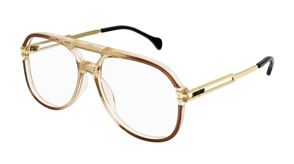 Brillen Gucci Logo GG1106O-001 farbe gold form aviator gläser transparent