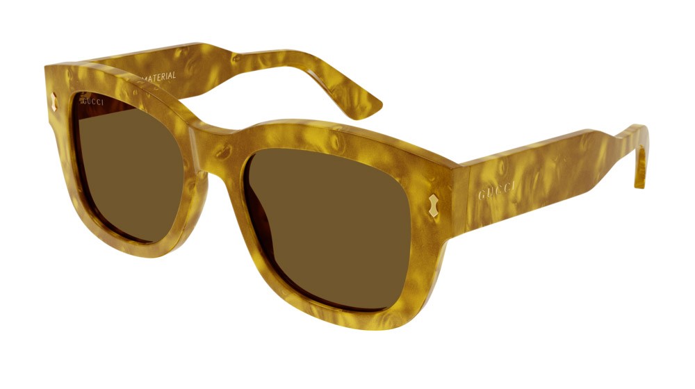Occhiali da sole Gucci Logo GG1110S-004 colore yellow forma rettangolare lenti brown