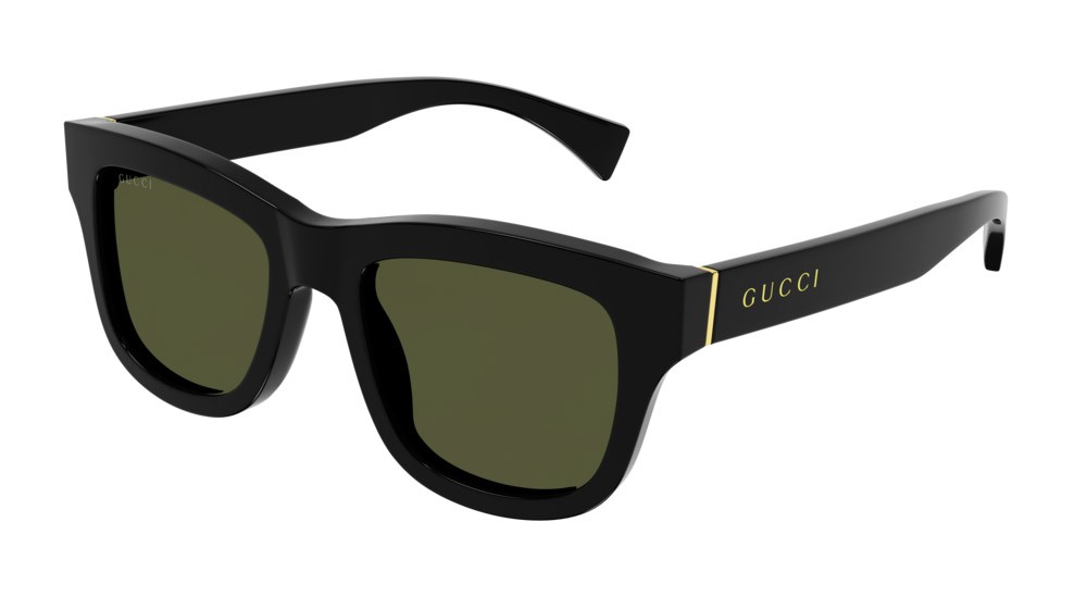 Occhiali da sole Gucci Logo GG1135S-001 colore black forma rettangolare lenti green