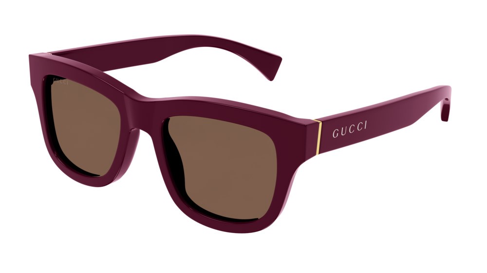 Occhiali da sole Gucci Logo GG1135S-003 colore burgundy forma rettangolare lenti brown