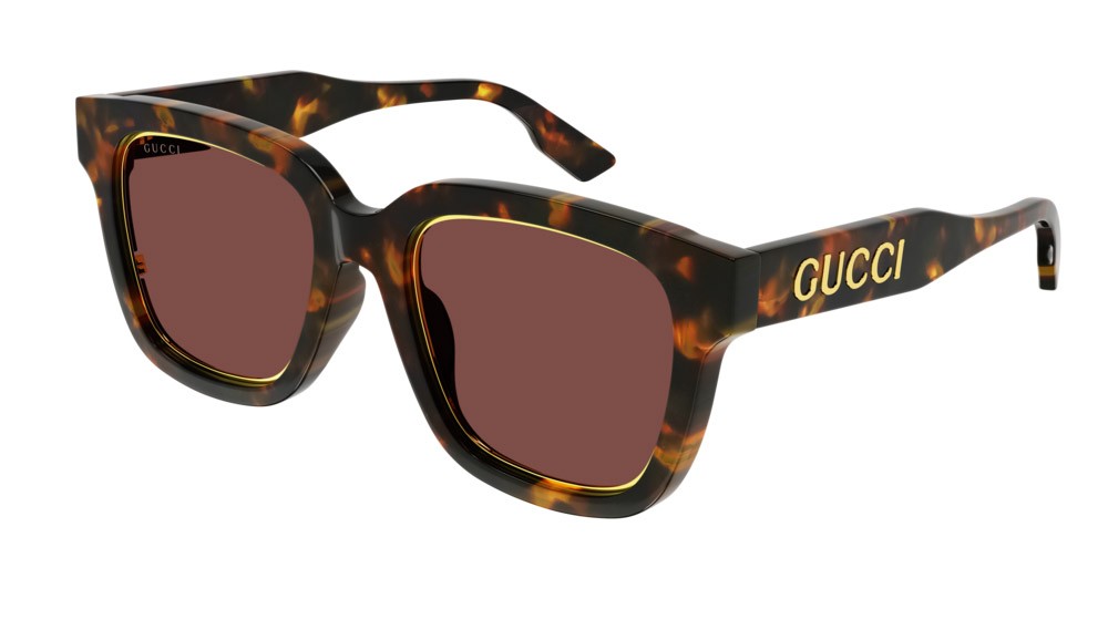 Sonnenbrillen Gucci Logo GG1136SA-002 farbe havana form rund gläser brown