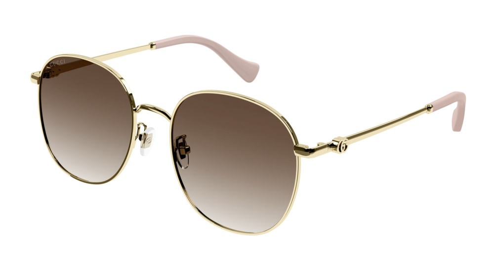 Sonnenbrillen Gucci Logo GG1142S-002 farbe gold form rund gläser brown