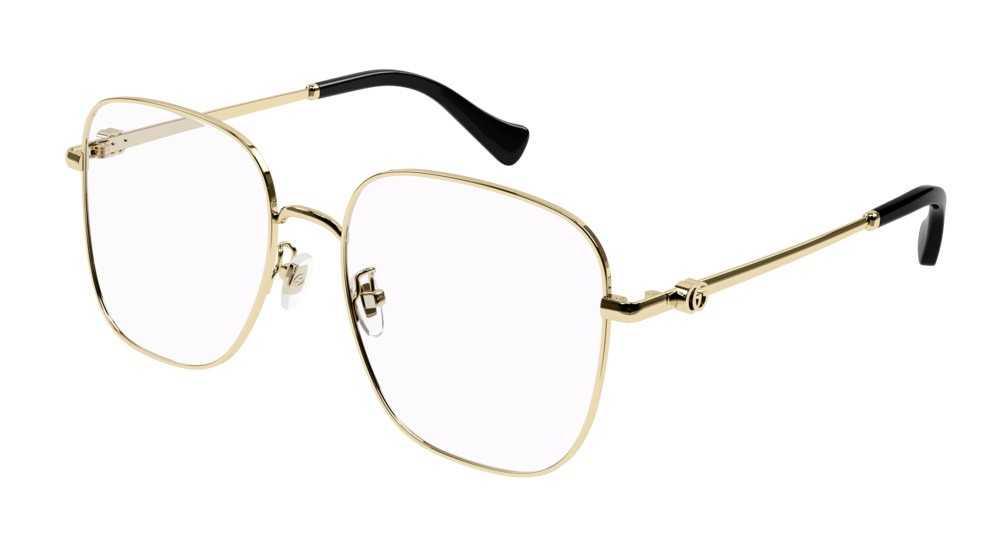 Occhiali da vista Gucci Logo GG1144O-001 colore gold forma rettangolare lenti transparent
