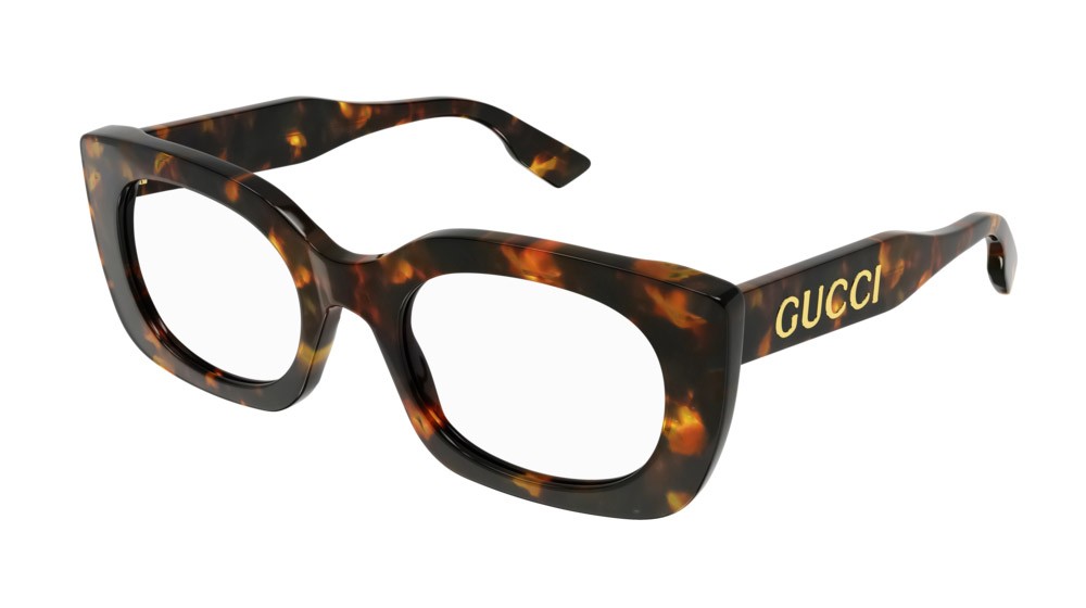 Occhiali da vista Gucci Logo GG1154O-003 colore havana forma cat eye lenti transparent