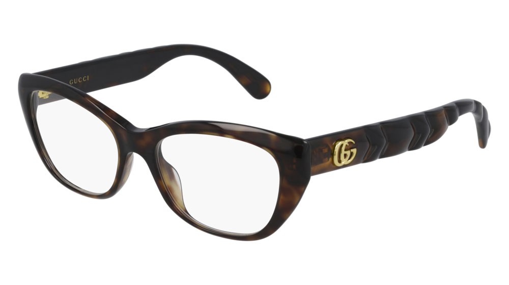 Occhiali da vista Gucci Seasonal Icon GG0813O-002 colore havana forma cat eye lenti transparent