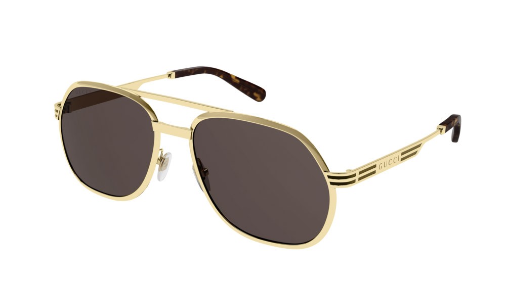 Occhiali da sole Gucci Seasonal Icon GG0981S-001 colore gold forma aviator lenti brown