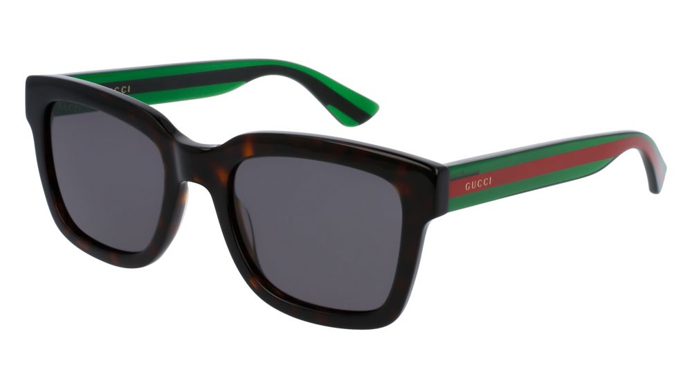 Occhiali da sole Gucci Web GG0001SN-003 colore green forma rettangolare lenti grey