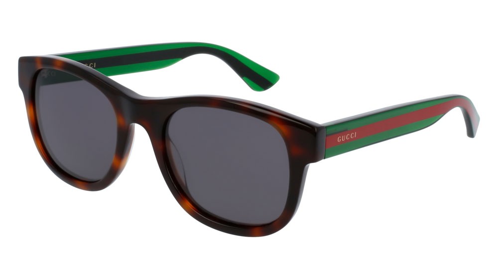 Occhiali da sole Gucci Web GG0003SN-003 colore green forma rettangolare lenti grey