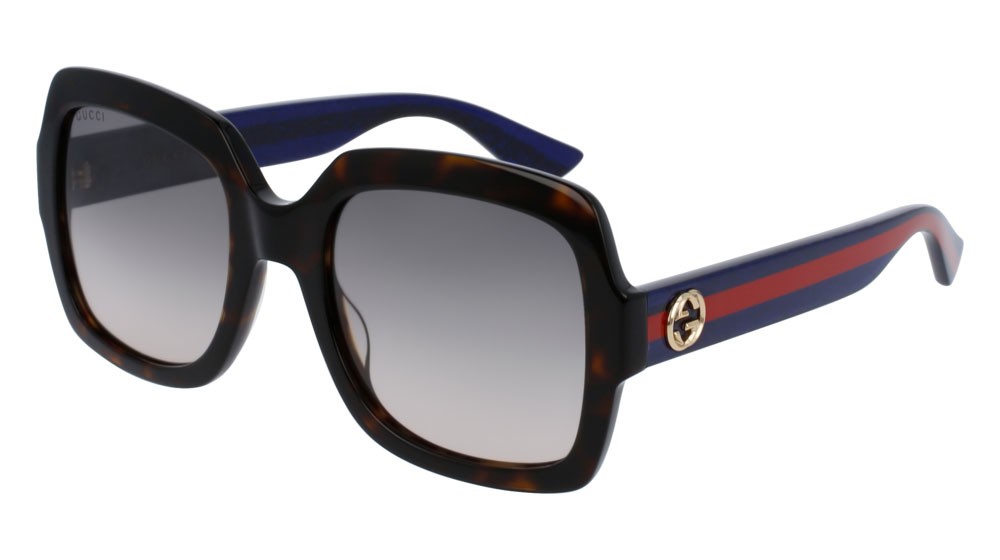Sonnenbrillen Gucci Web GG0036SN-004 farbe blue form rechteckig gläser brown