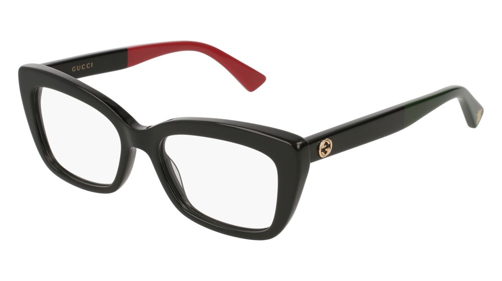 Occhiali da vista Gucci Web GG0165ON-003 colore black forma cat eye lenti transparent