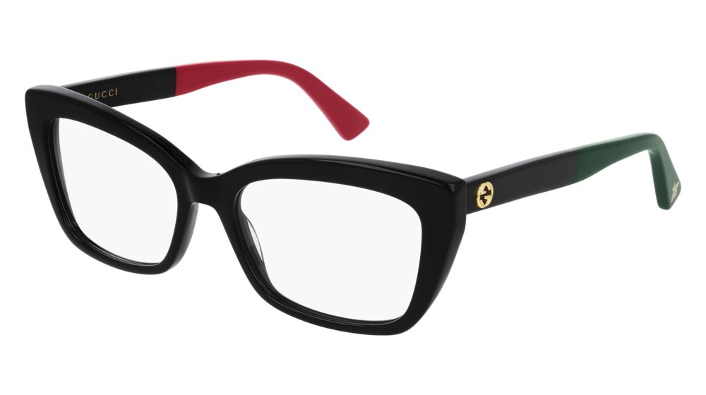 Occhiali da vista Gucci Web GG0165ON-006 colore black forma cat eye lenti transparent