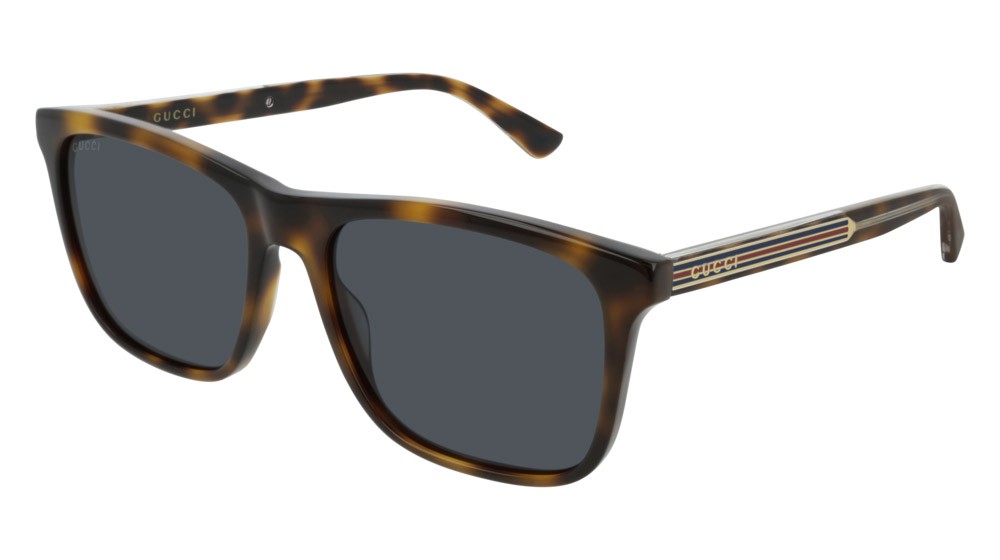 Occhiali da sole Gucci Web GG0381SN-009 colore havana forma rettangolare lenti blue
