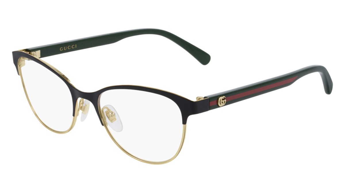Occhiali da vista Gucci Web GG0718O-001 colore green forma cat eye lenti transparent