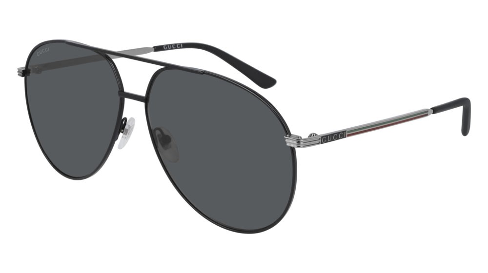 Occhiali da sole Gucci Web GG0832S-001 colore ruthenium forma aviator lenti grey