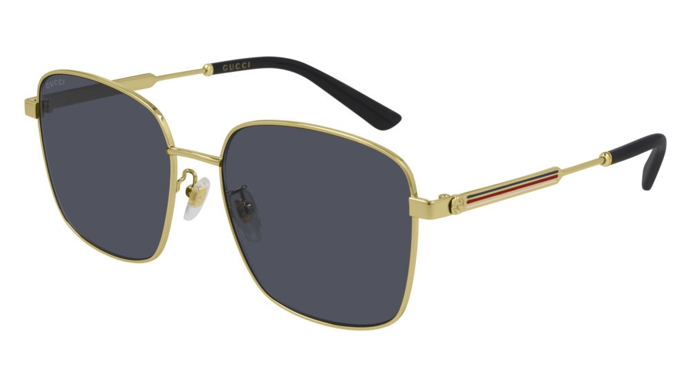 Occhiali da sole Gucci Web GG0852SK-002 colore gold forma rettangolare lenti grey