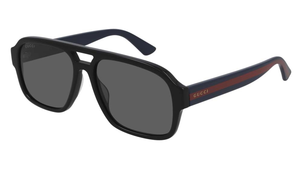 Sonnenbrillen Gucci Web GG0925S-001 farbe blue form aviator gläser grey