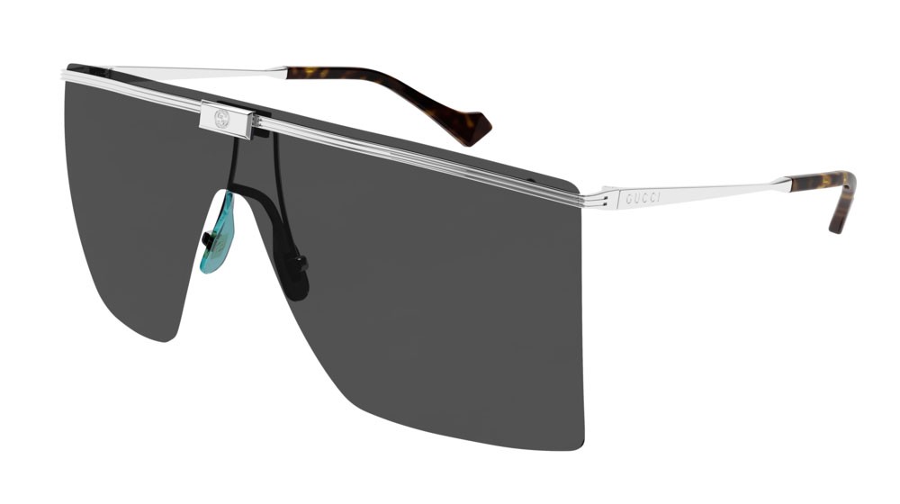 Occhiali da sole Gucci Web GG1096S-001 colore silver forma mask lenti grey