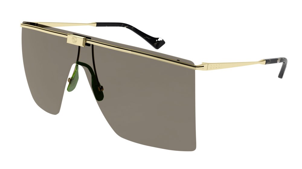 Occhiali da sole Gucci Web GG1096S-002 colore gold forma mask lenti brown