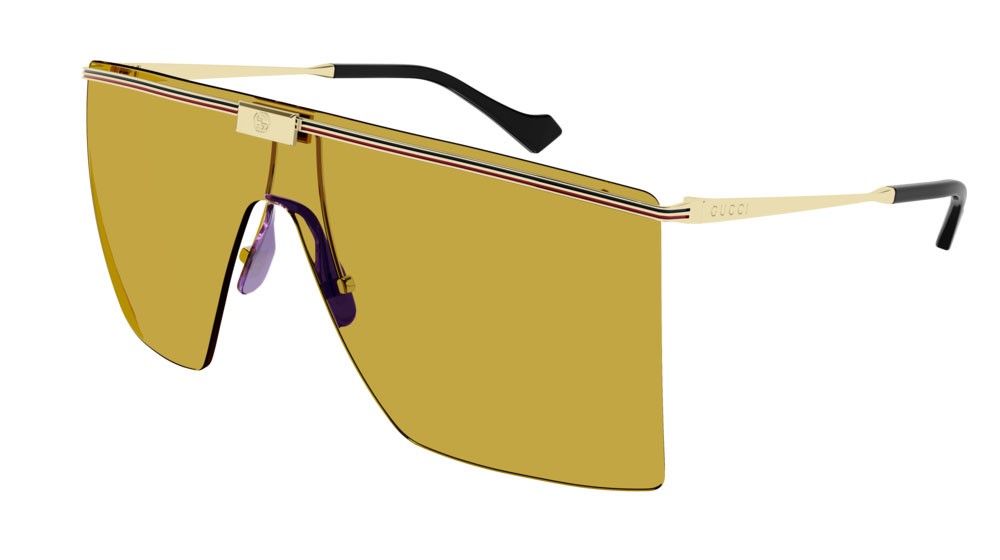 Occhiali da sole Gucci Web GG1096S-003 colore gold forma mask lenti yellow