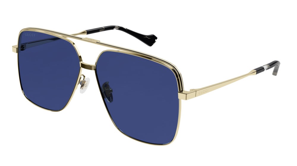Occhiali da sole Gucci Web GG1099SA-002 colore gold forma aviator lenti blue