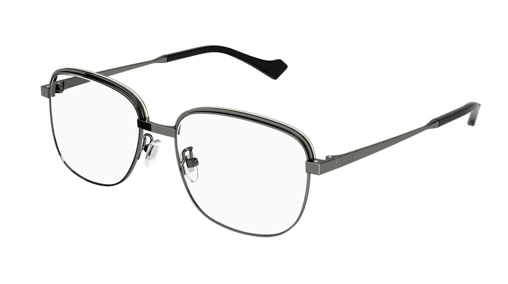 Occhiali da vista Gucci Web GG1102O-002 colore ruthenium forma aviator lenti transparent