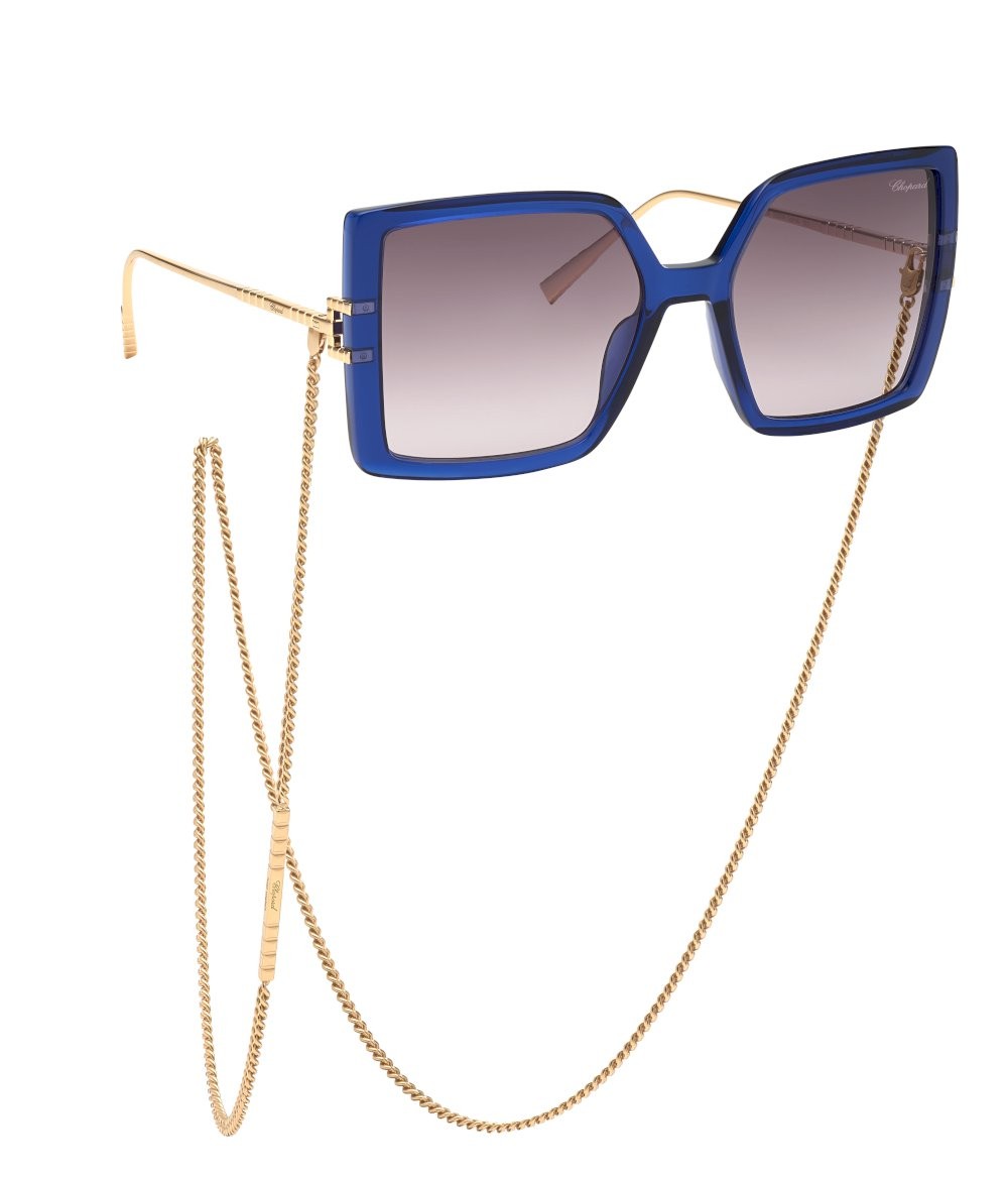 Sonnenbrillen Chopard IKCH334 (06NA) c/catenella farbe blu trasparente gläser smoke gradient smoke