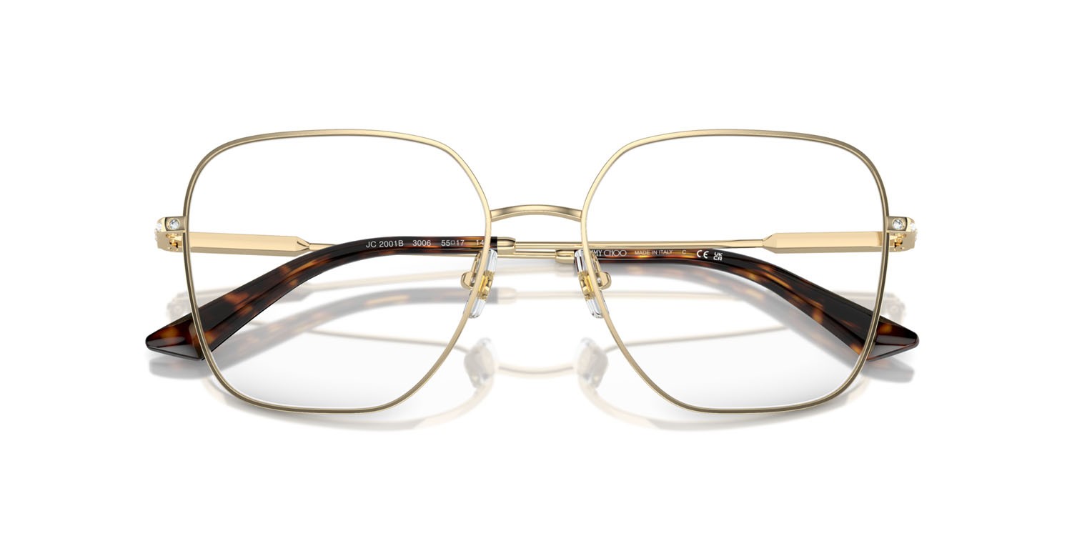 Eyeglasses Jimmy Choo JC 2001B (3006) color oro pallido shape square lenses lente demo