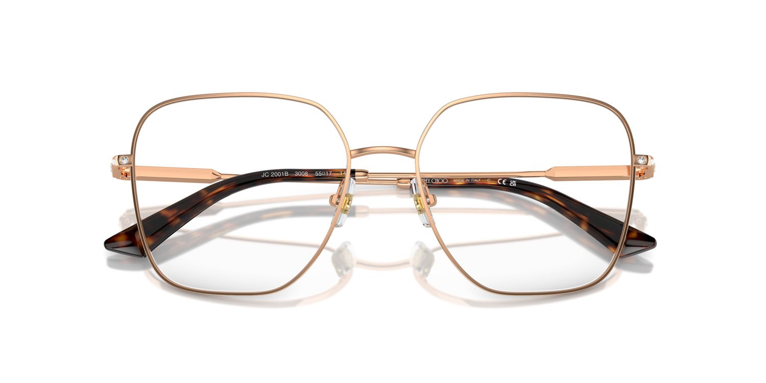 Eyeglasses Jimmy Choo JC 2001B (3008) color oro rose shape square lenses lente demo