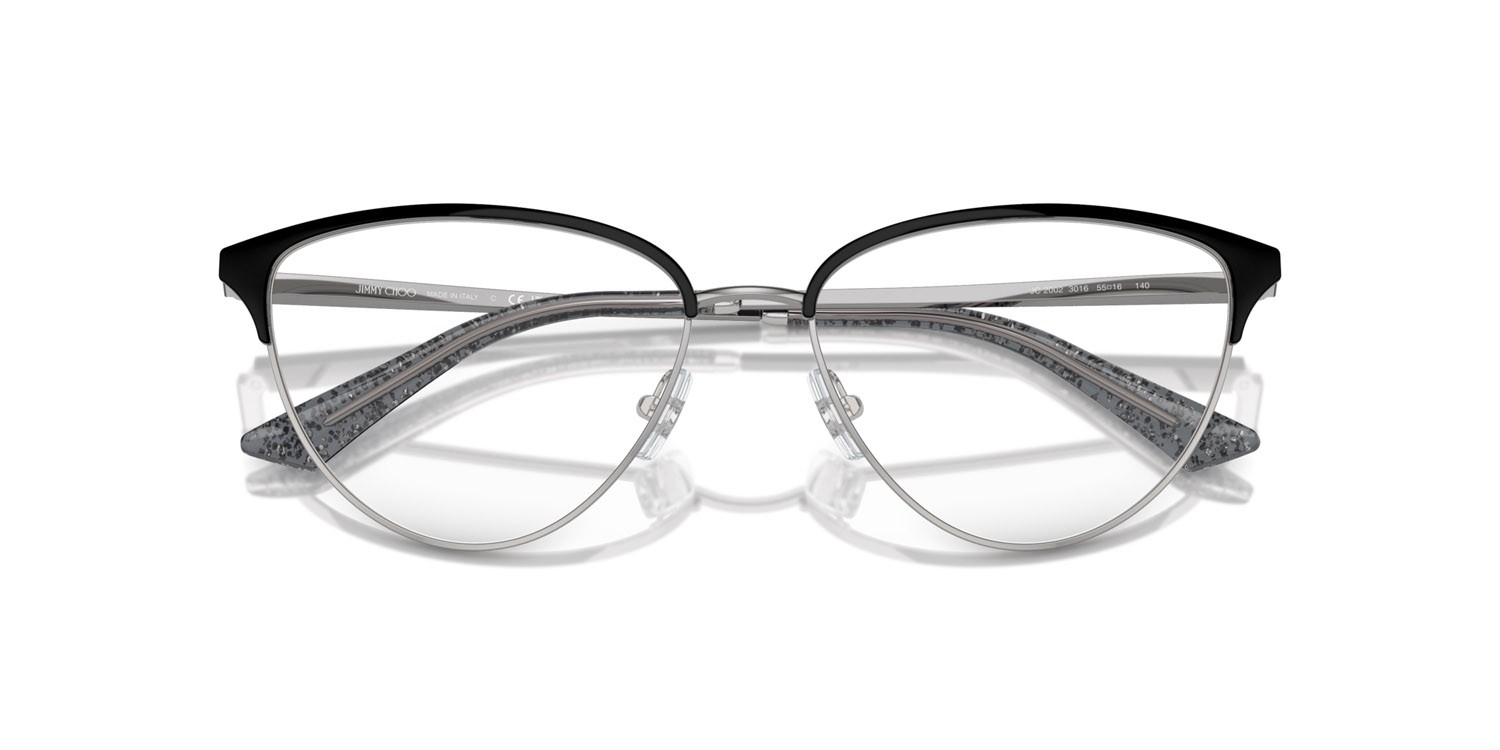 Eyeglasses Jimmy Choo JC 2002 (3016) color argento/nero shape cat eye lenses lente demo