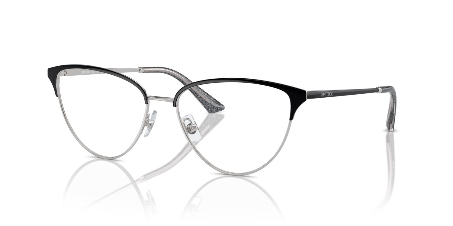 Eyeglasses Jimmy Choo JC 2002 (3016) color argento/nero shape cat eye lenses lente demo