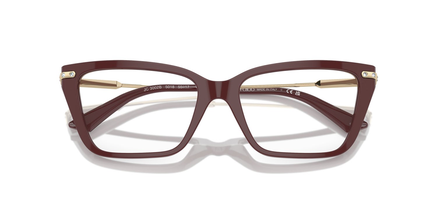 Eyeglasses Jimmy Choo JC 3002B (5018) color rosso shape cat eye lenses lente demo