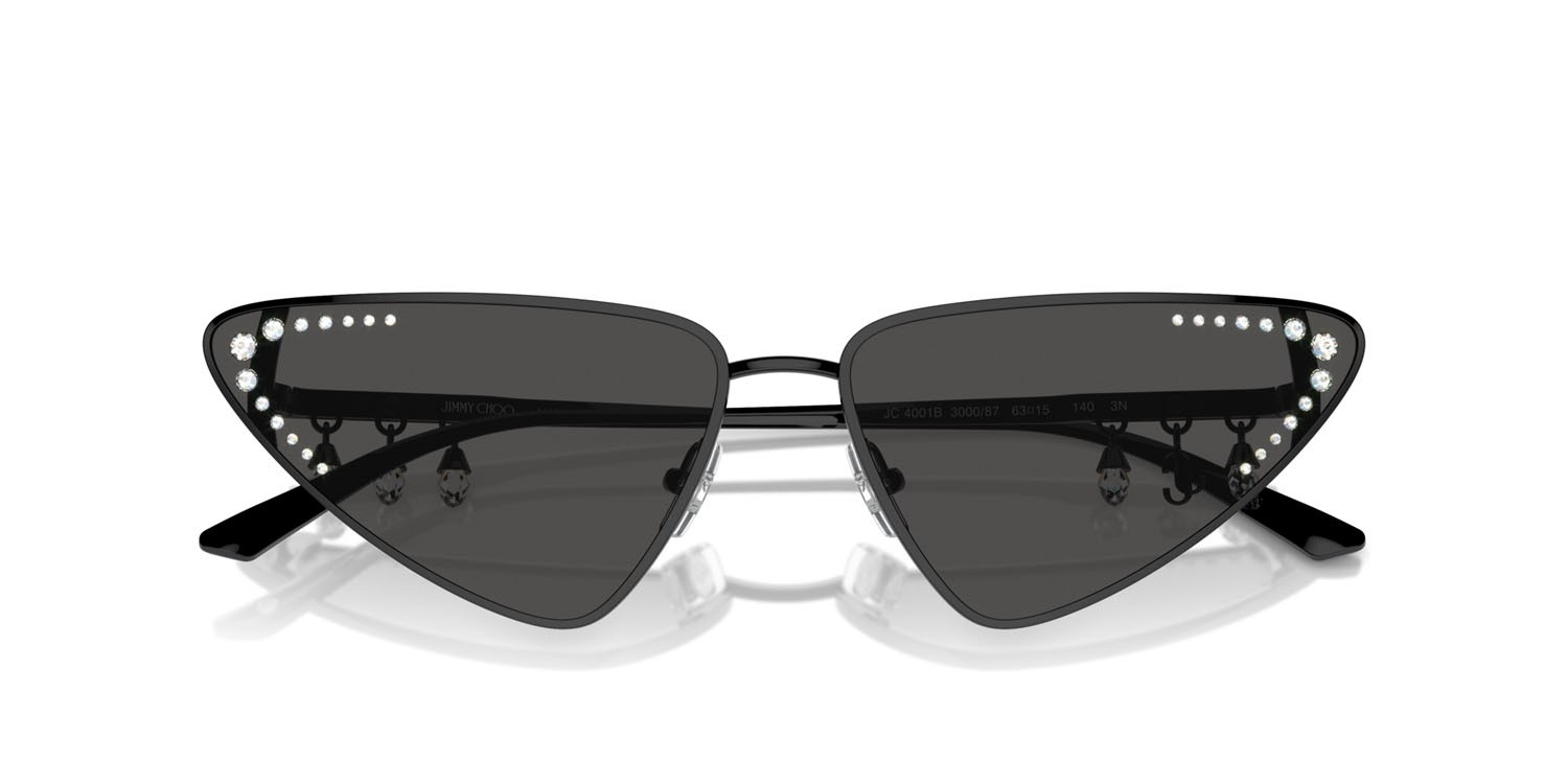 Occhiali da sole Jimmy Choo JC 4001B (300087) colore nero forma cat eye lenti grigio scuro