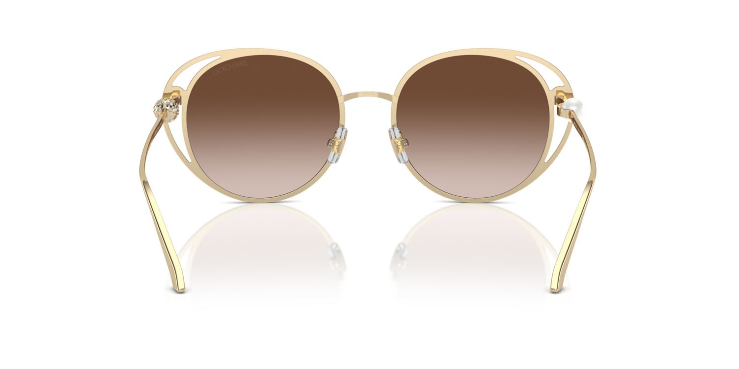 Sunglasses Jimmy Choo JC 4003HB (300613) color oro pallido shape oval lenses marrone sfumato