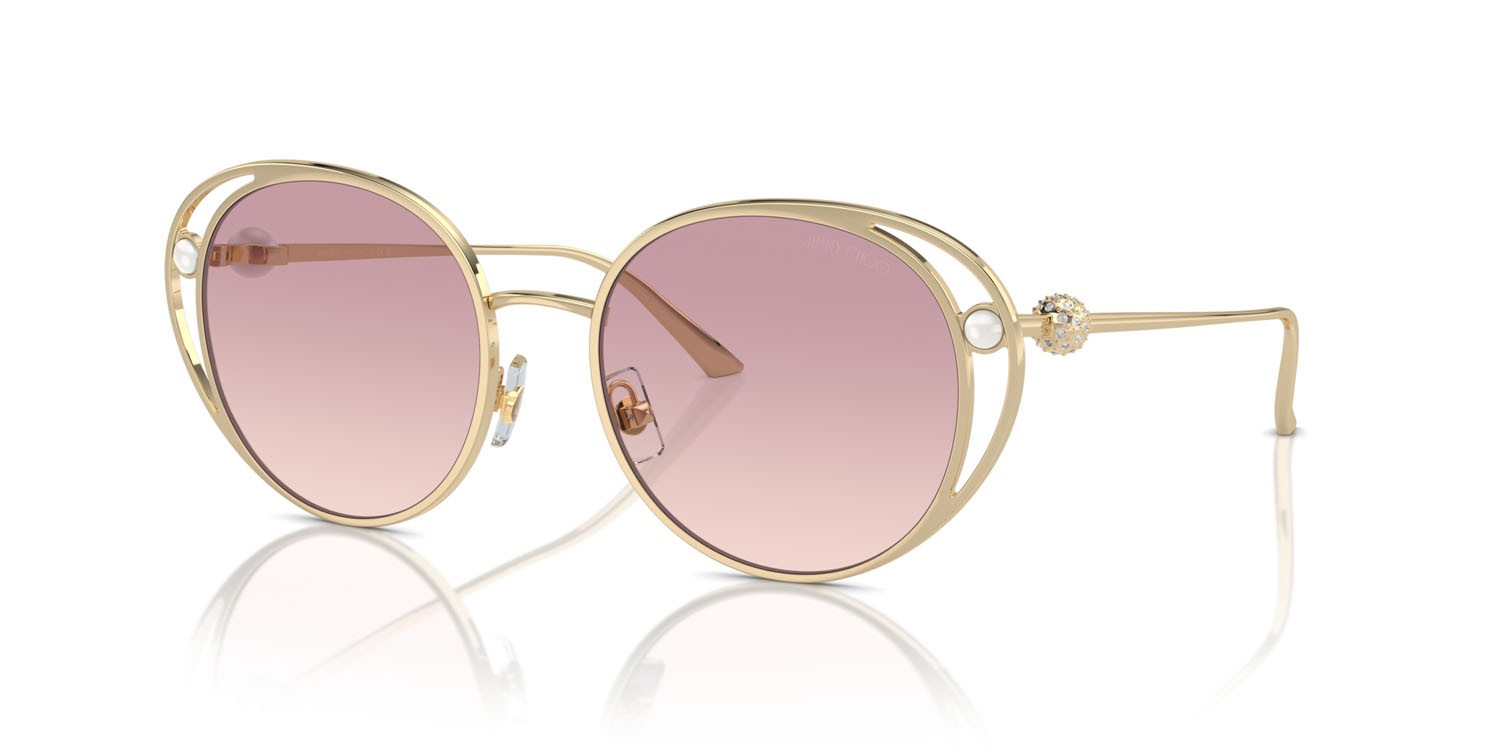 Occhiali da sole Jimmy Choo JC 4003HB (300668) colore oro pallido forma ovale lenti marrone sfumato violetto