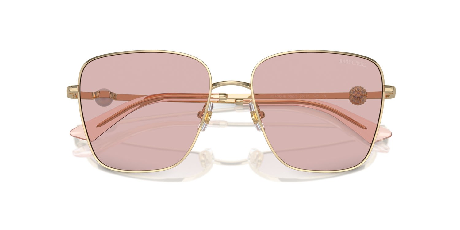 Occhiali da sole Jimmy Choo JC 4005HB (3006/5) colore oro pallido forma quadrato lenti rosa
