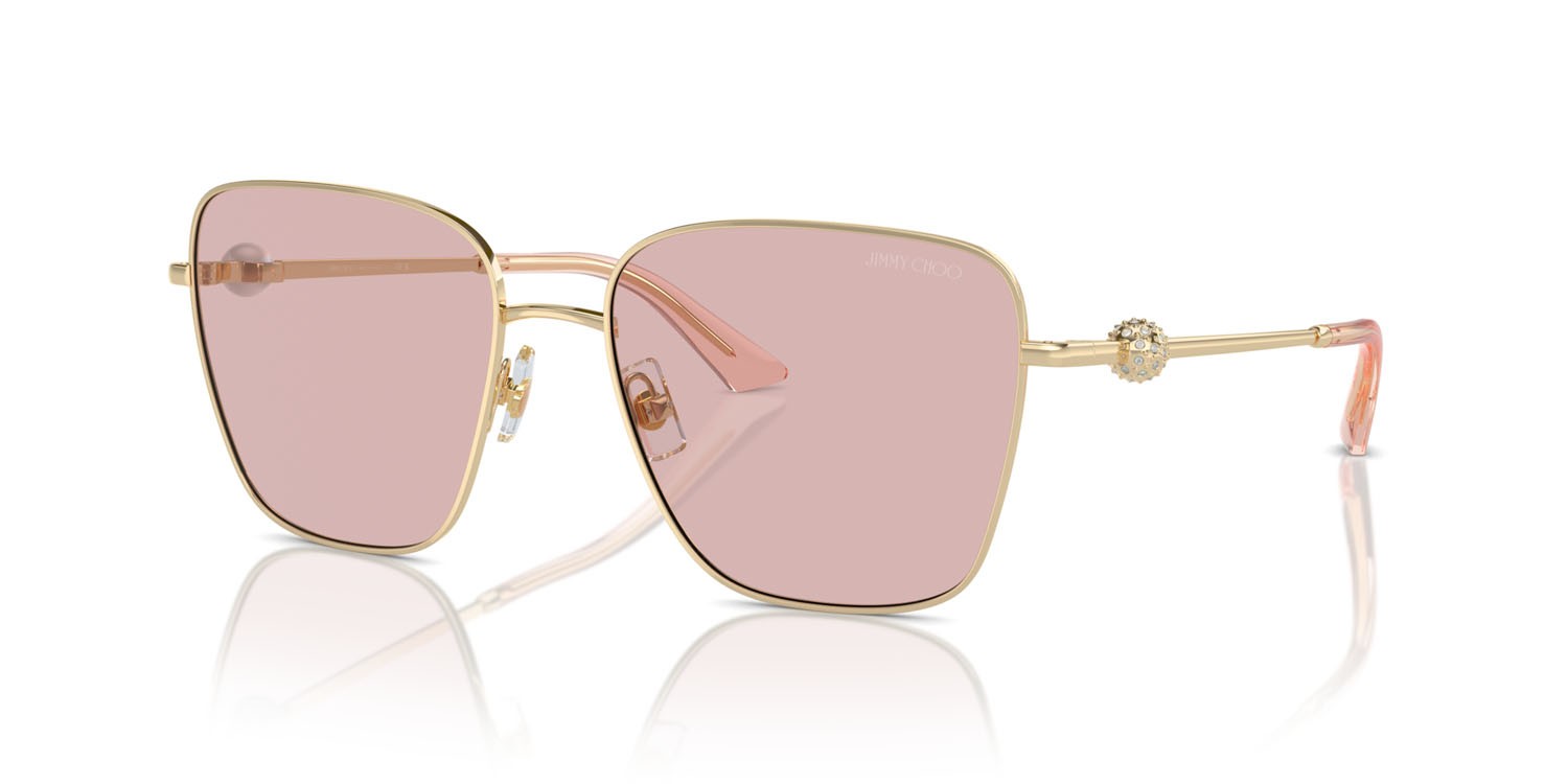 Occhiali da sole Jimmy Choo JC 4005HB (3006/5) colore oro pallido forma quadrato lenti rosa