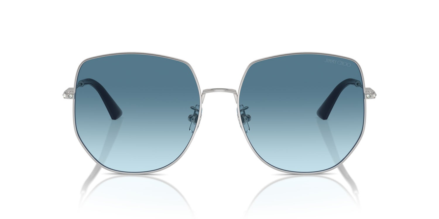 Occhiali da sole Jimmy Choo JC 4006BD (300219) colore argento forma pantos lenti blu sfumato
